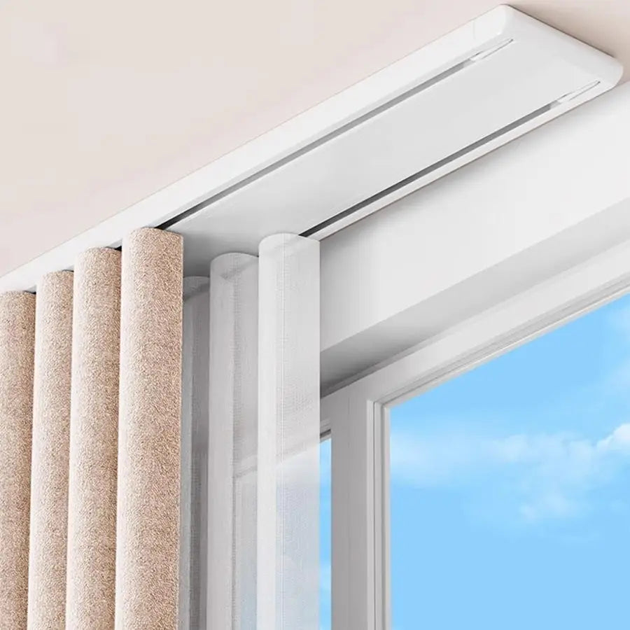 Double Row Curtain Track Ceiling Mounted, Silent Heavy Duty Curtain Track System, Sliding Rails.