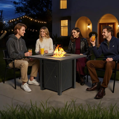 30" Propane Fire Pit with Premium Ceramic Tabletop, Gas Firepit Table - Includes Lid.