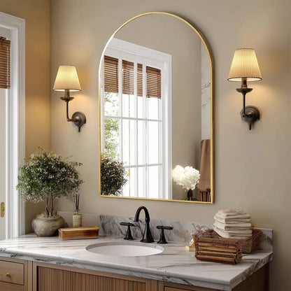 JHK 26"x38" Arched Metal Framed Bathroom Mirrors for Wall  Hanging and Bedroom Entryway