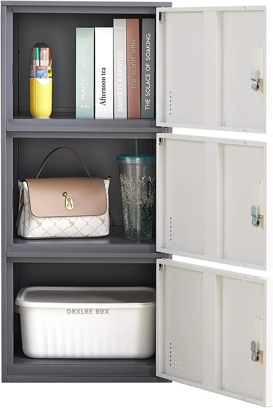 3-Door Metal Locker Cabinet for Office, Home, School Storage - Durable Steel Organizer