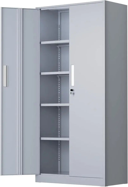 Metal Storage Cabinet, Garage Cabinets and Storage System with Doors and Shelves.