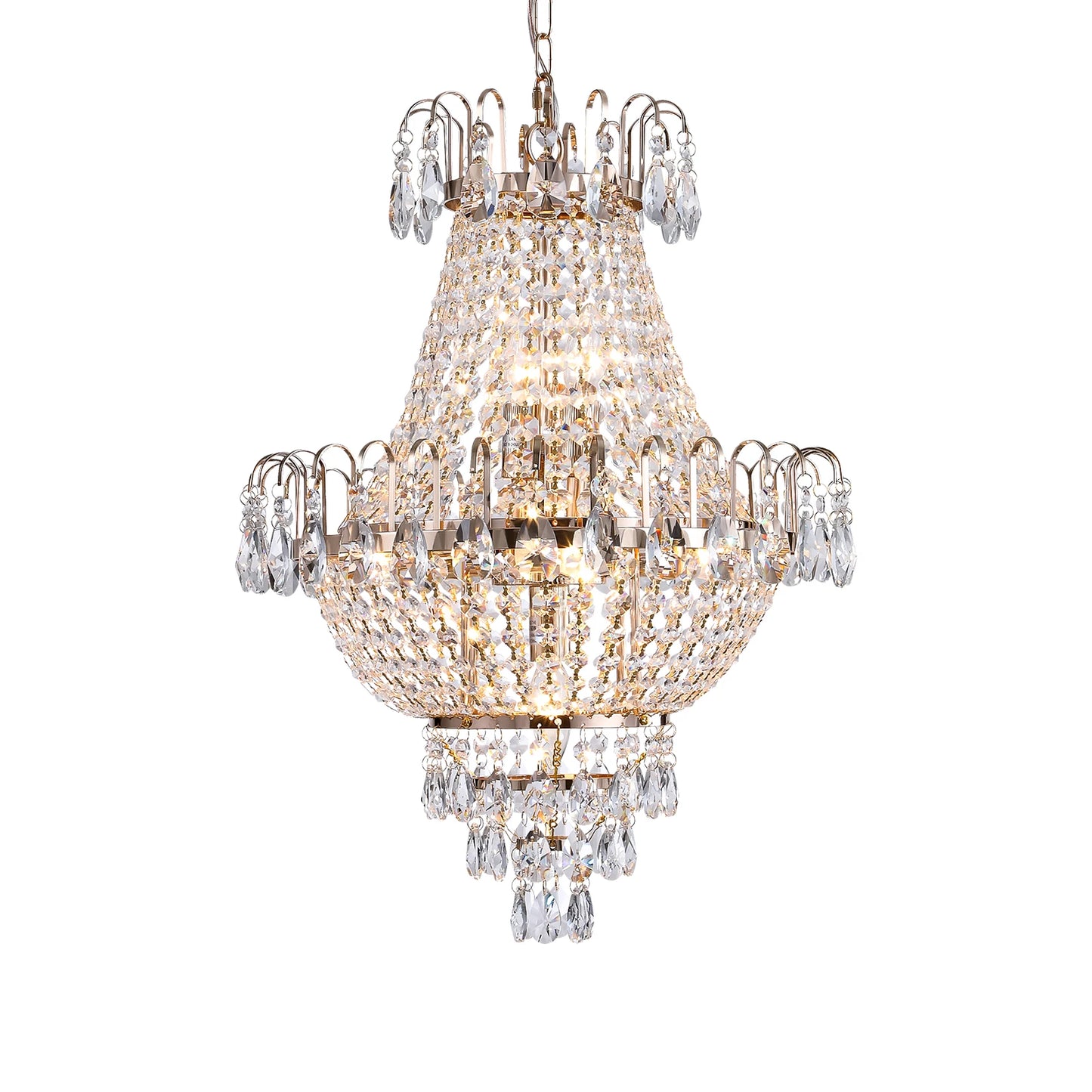 16.9" Luxury Retro Crystal Chandelier European Style Imperial Style Copper.