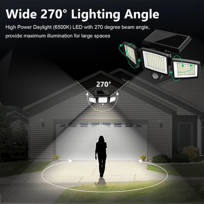 Outdoor Waterproof Solar Light with Motion Sensor 3-Head Security Light for Porches Garages Yard Entrances