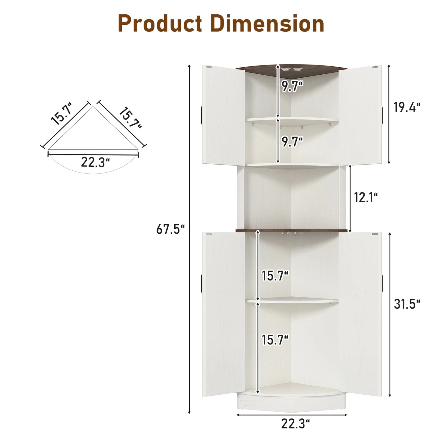 Bathroom Storage Tall Cabinet, 67" Corner Storage Cabinet with Barn Doors and Adjustable Shelf.