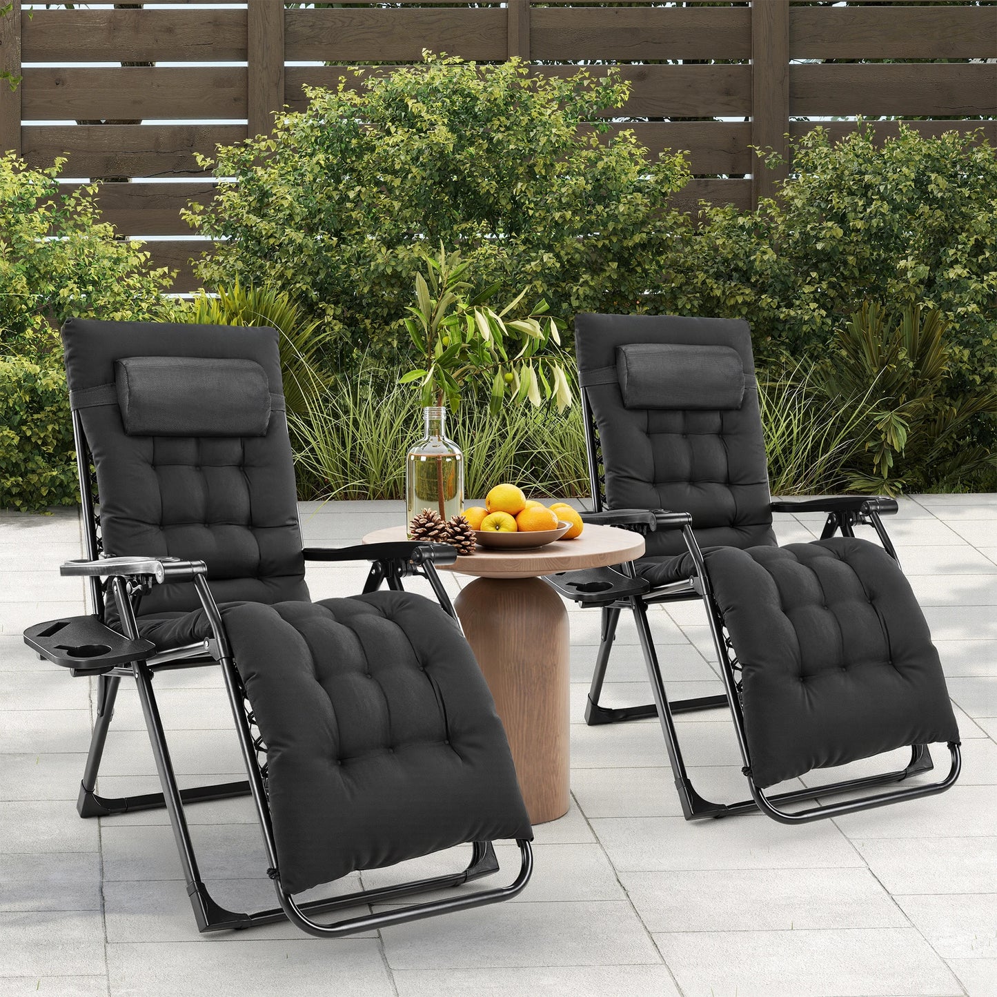 Zero Gravity Recliner Patio Lounge Chair Folding Portable with Cup Holder, Removable Cushion.