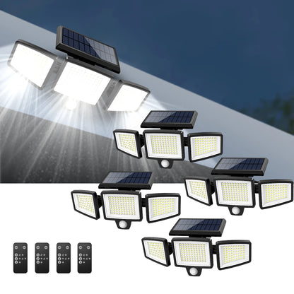 Outdoor Waterproof Solar Light with Motion Sensor 3-Head Security Light for Porches Garages Yard Entrances