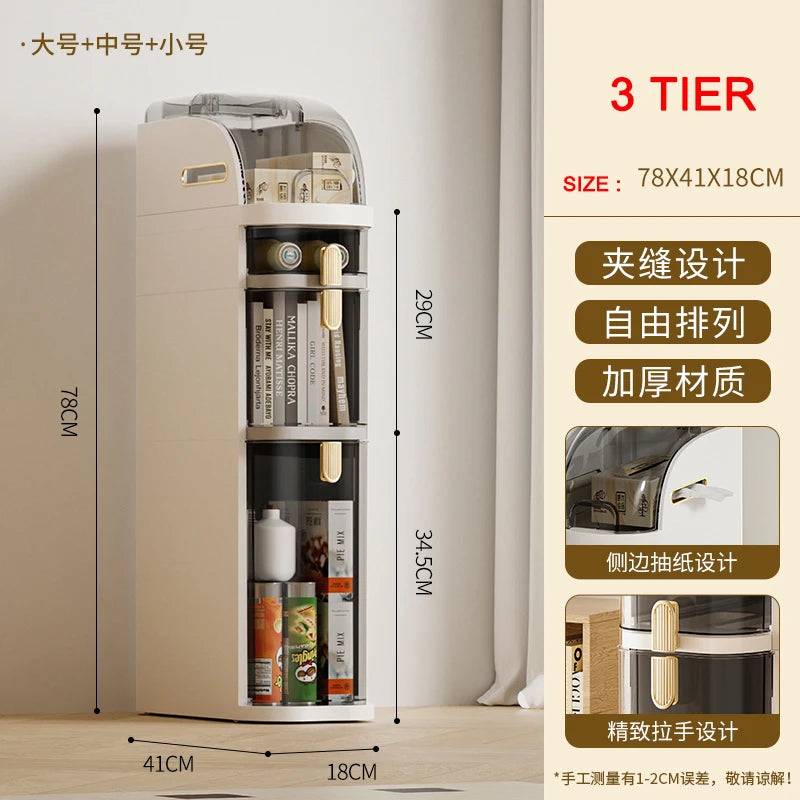 1 Piece Plastic 18Cm Narrow Size Gap Storage Cabinet Drawer, for Bathroom.