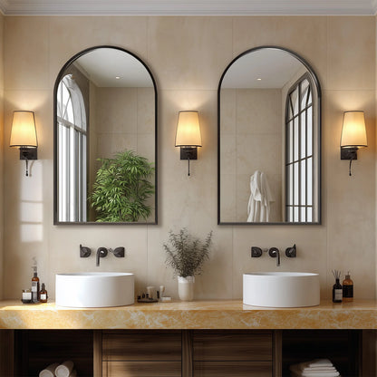 JHK 26"x38" Arched Metal Framed Bathroom Mirrors for Wall  Hanging and Bedroom Entryway