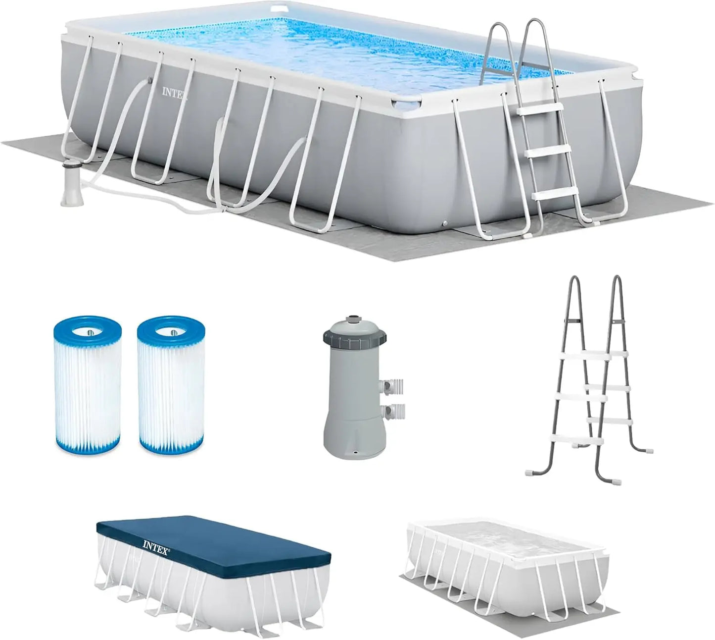 Prism Frame Premium Rectangular Above Ground Swimming Pool Set: 16ft x 8ft x 42in.