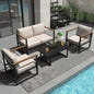 4-Piece Outdoor Patio Set, Metal, Sofa with Washable Cushions, 2 Chairs & Coffee Table