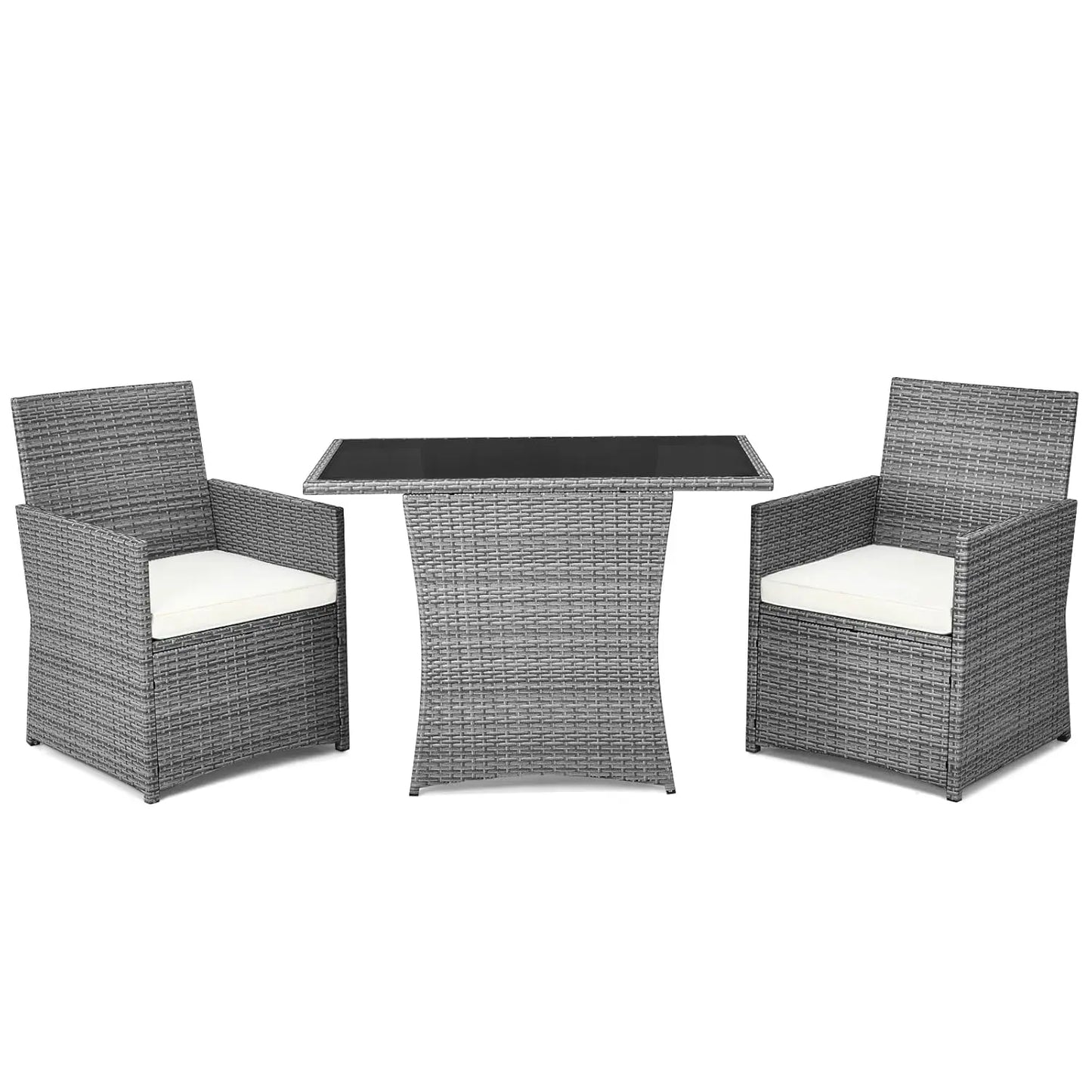 3 Pieces Patio Rattan Furniture Set, Outdoor Wicker Conversation Set.