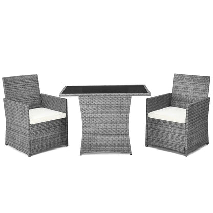 3 Pieces Patio Rattan Furniture Set, Outdoor Wicker Conversation Set.