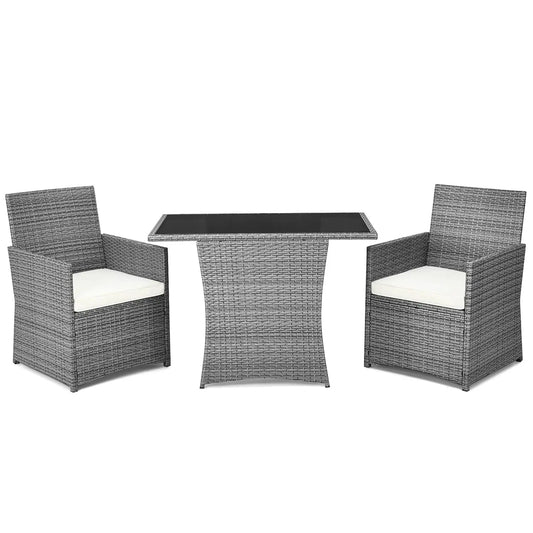 3 Pieces Patio Rattan Furniture Set, Outdoor Wicker Conversation Set.