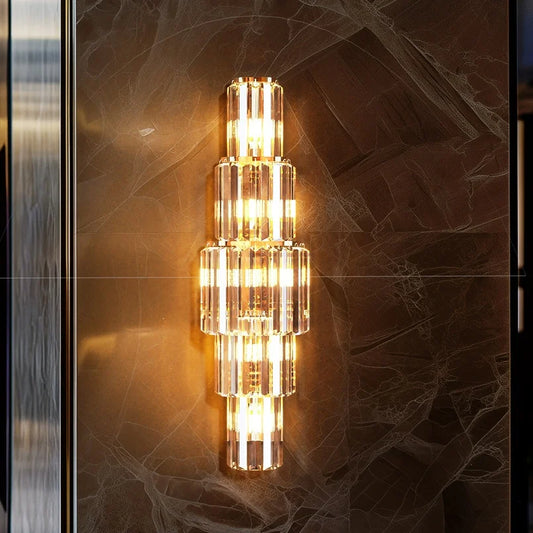Modern Crystal Wall Lamp 3-Layer Wall Crystal Sconce Light, Led Corn Lights.