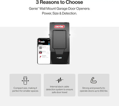 6172H-O Wall Mount Smart Garage Door Opener with Aladdin Connect, Wall Mounted- Space Saving Opener.