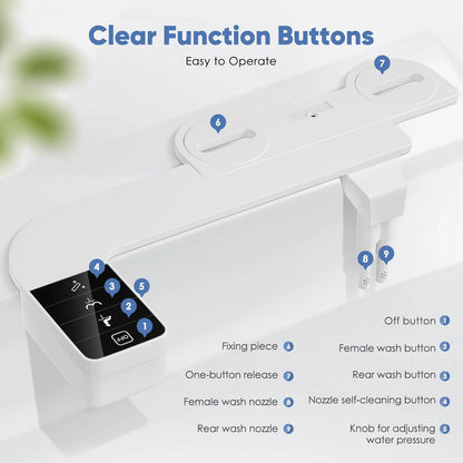ITAX Self-Cleaning Nozzle, non-Electric Self-Cleaning Bidet Attachment, Ultra Thin Design Toilet Seat.