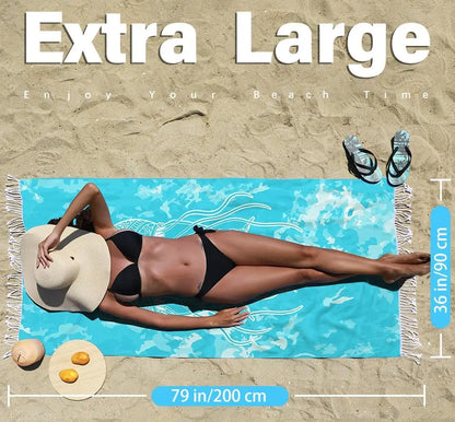 Thin Turkish Beach Towel Lightweight Quick Dry Absorbent Cotton Bathroom, Pool Swim Towels.