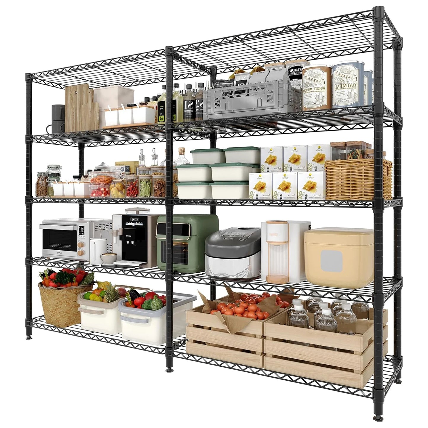 Heavy Duty Storage Shelves 4/5 Tiers Metal Shelving Unit Adjustable Organization Pantry Shelves.