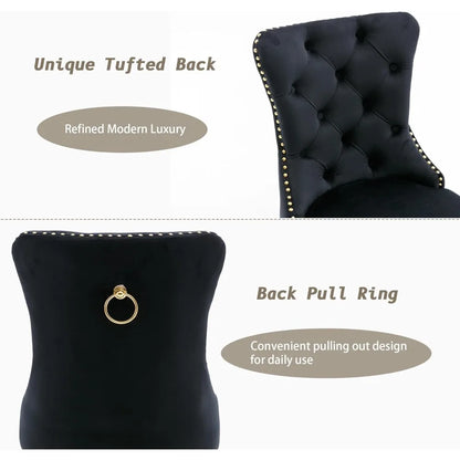 Velvet Dining Chairs Set of 4, Upholstered High-end Tufted Dining Chair with Nail head Back.