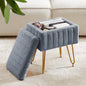 Faux Fur Living Room Hidden Storage Stools & Ottomans Padded with 4 Metal Legs Anti-Slip Adjustable Feet.