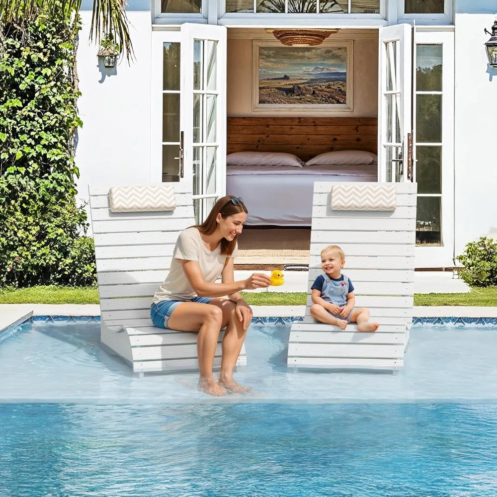 Pool Lounge Chairs Set of 2, Pool Lounge Chairs up to 10-Inches of Water, with Headrest.