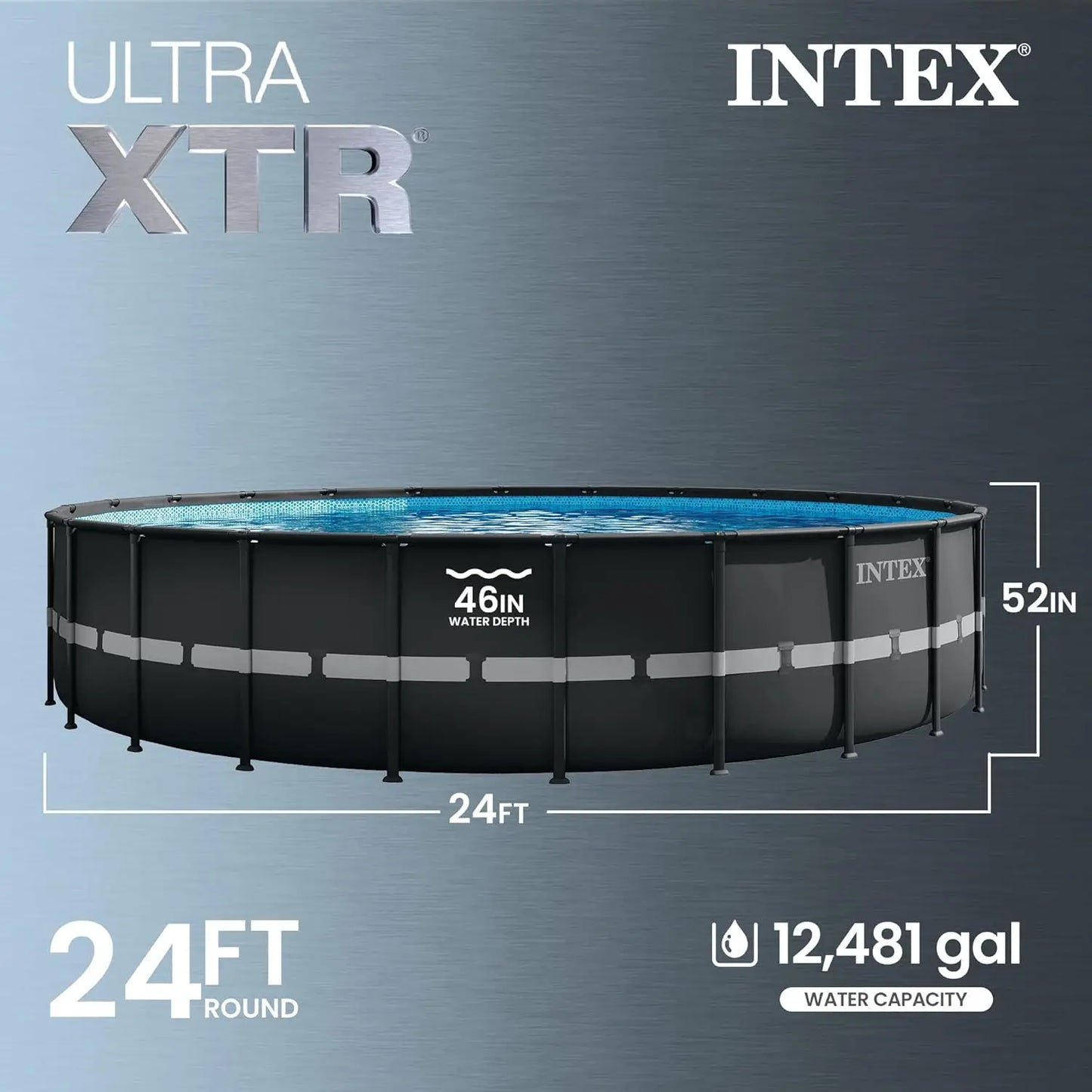 Ultra XTR 24 ft x 52 in Above Ground Pool Set, Round Swimming Pool with Steel Frame, with filter & pump.
