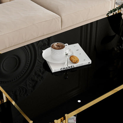 Stainless Steel Rectangle Glass Coffee Table for Living Room.