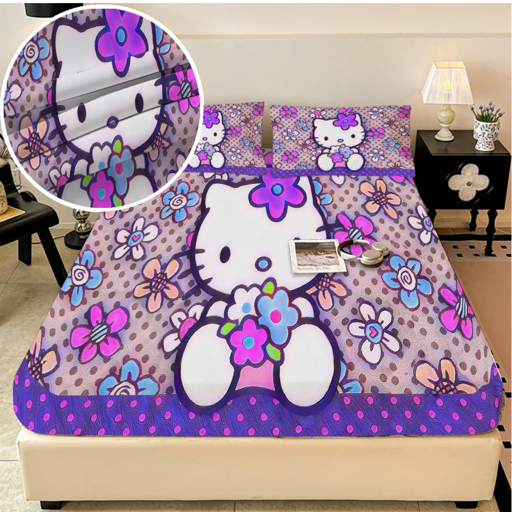 Sanrio Hello Kitty elastic Bed Sheets, Soft, warm velvet bedspreads, mattress covers, bed sheet protectors