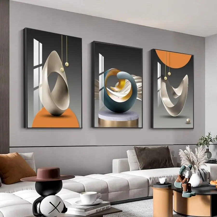 Wall Art, Bright Style Framed Wall Art, Abstract Modern Art Shape Pattern.