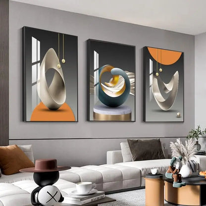 Wall Art, Bright Style Framed Wall Art, Abstract Modern Art Shape Pattern.