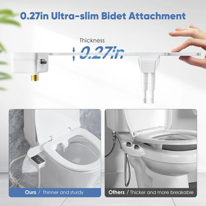 ITAX Self-Cleaning Nozzle, non-Electric Self-Cleaning Bidet Attachment, Ultra Thin Design Toilet Seat.