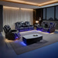Power Living Room Furniture Sets, Electric Recliner Chair with LED Light, sectional Sofa Loveseat with Wireless Charging