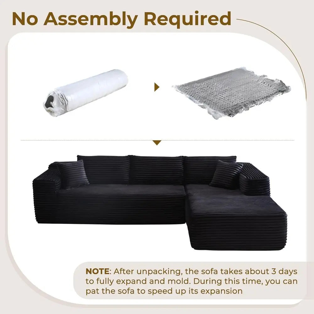 104 L-Shape Sectional Sofa, Plush Upholstered Cloud-Like Couch for Living Room.