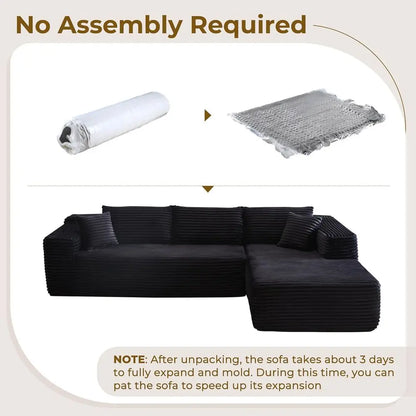 104 L-Shape Sectional Sofa, Plush Upholstered Cloud-Like Couch for Living Room.