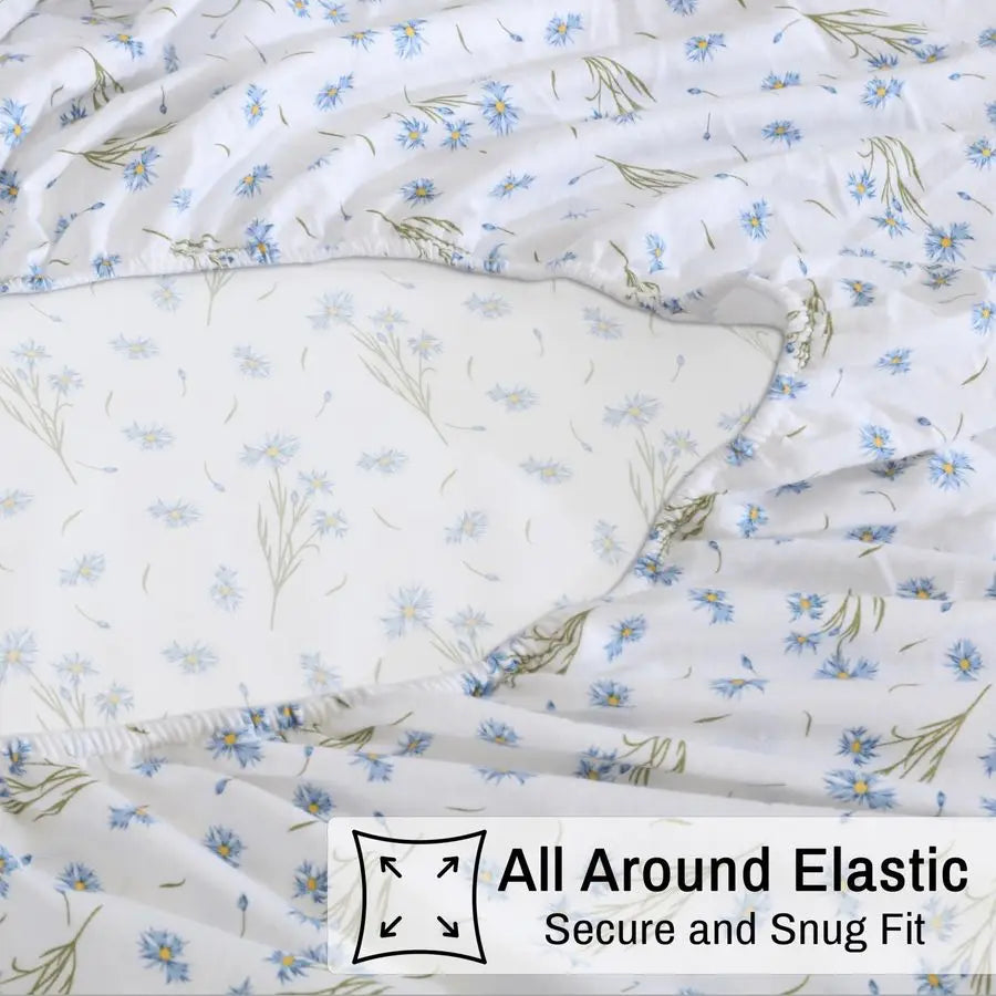 Flannel Sheets Queen Size 100 Cotton Double Brushed Bed Sheets,16 Inches Queen Sheet Set, Breathable