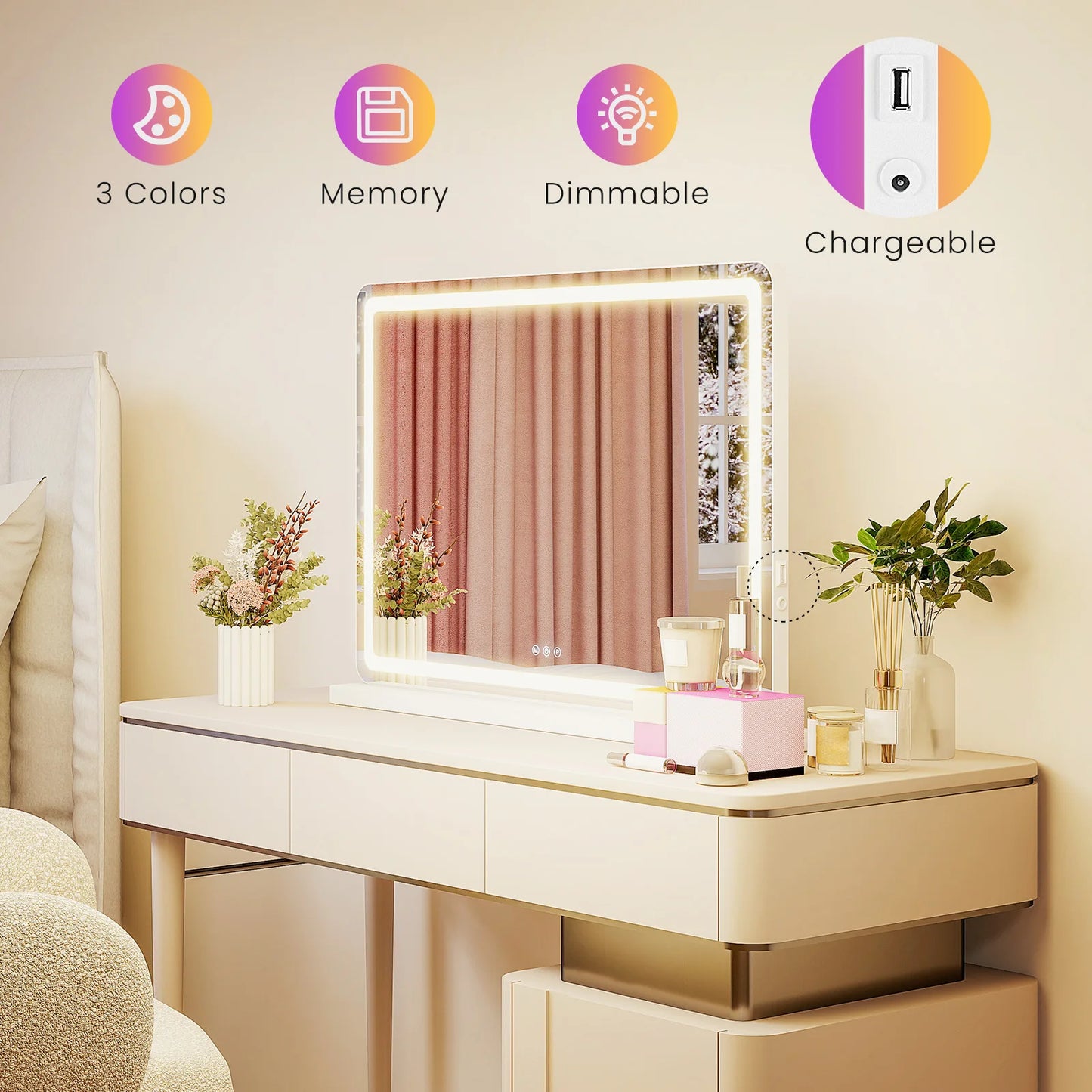 LED Vanity Mirror with Lights and Aluminum Frame