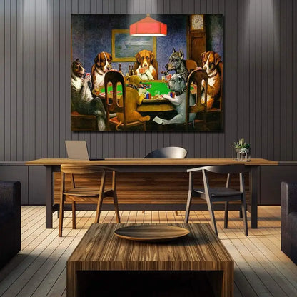 Print Wall Art Pokers Dogs .Playing Cards Wall Decor Modern Artwork Paintings Framed