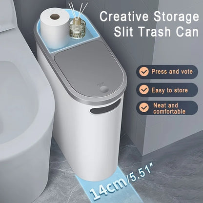 2/1 Pack Bathroom Trash Can, Small Durable Plastic Trash Can, Easy to Clean, Space-Saving.