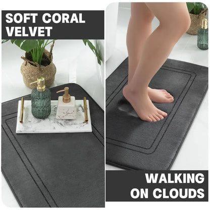 Dark Grey Memory Foam Bathroom Rug Set 5 Piece, Ultra Absorbent, Non-Slip.