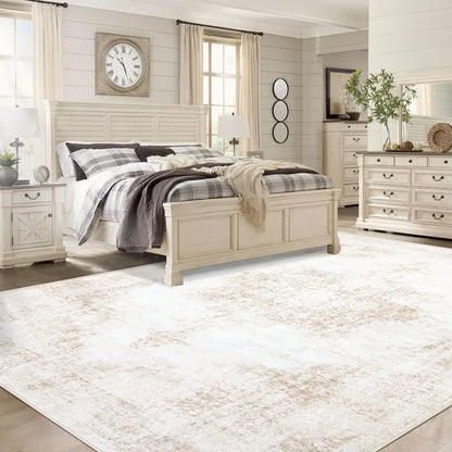 8x10 Vintage Rug Large Washable Living Room, Retro Medallion, Soft Low Pile Nonslip