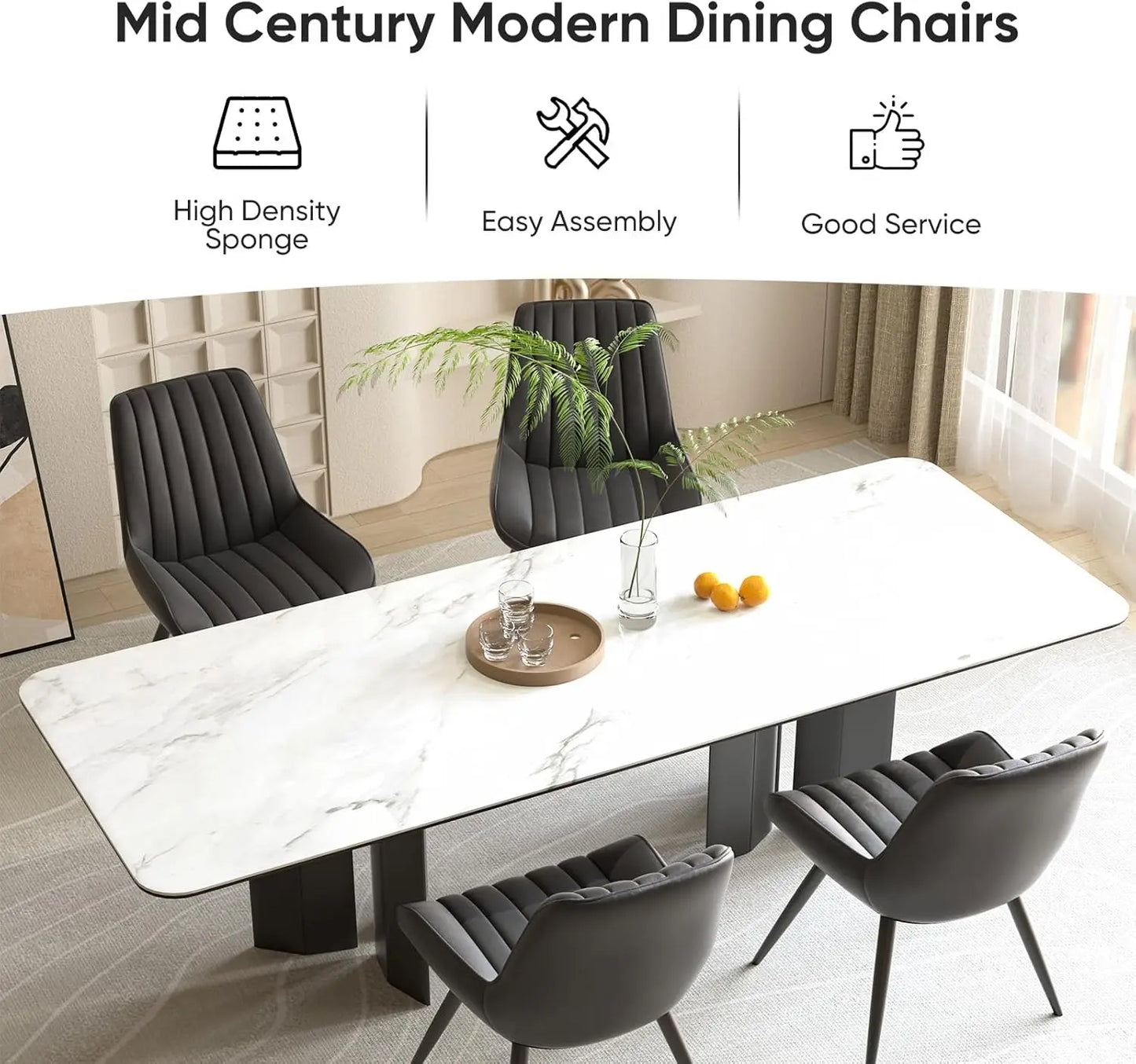 Modern Dining Chairs Set of 4, Comfy Dining Room Chairs with Thick Cushions.
