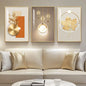 Modern Luxury Gold Wall Art, Set of 3 Piece Contemporary Paintings Artwork for Walls.