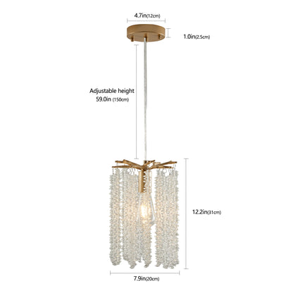 Luxury 3-Pack Crystal Pendant Lights, Elegant Golden Finish Chandelier with Waterfall Bead Design.