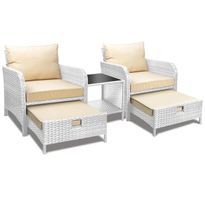 Balcony Furniture 5 Piece Patio Conversation Set, PE Wicker Rattan Outdoor Lounge Chairs.