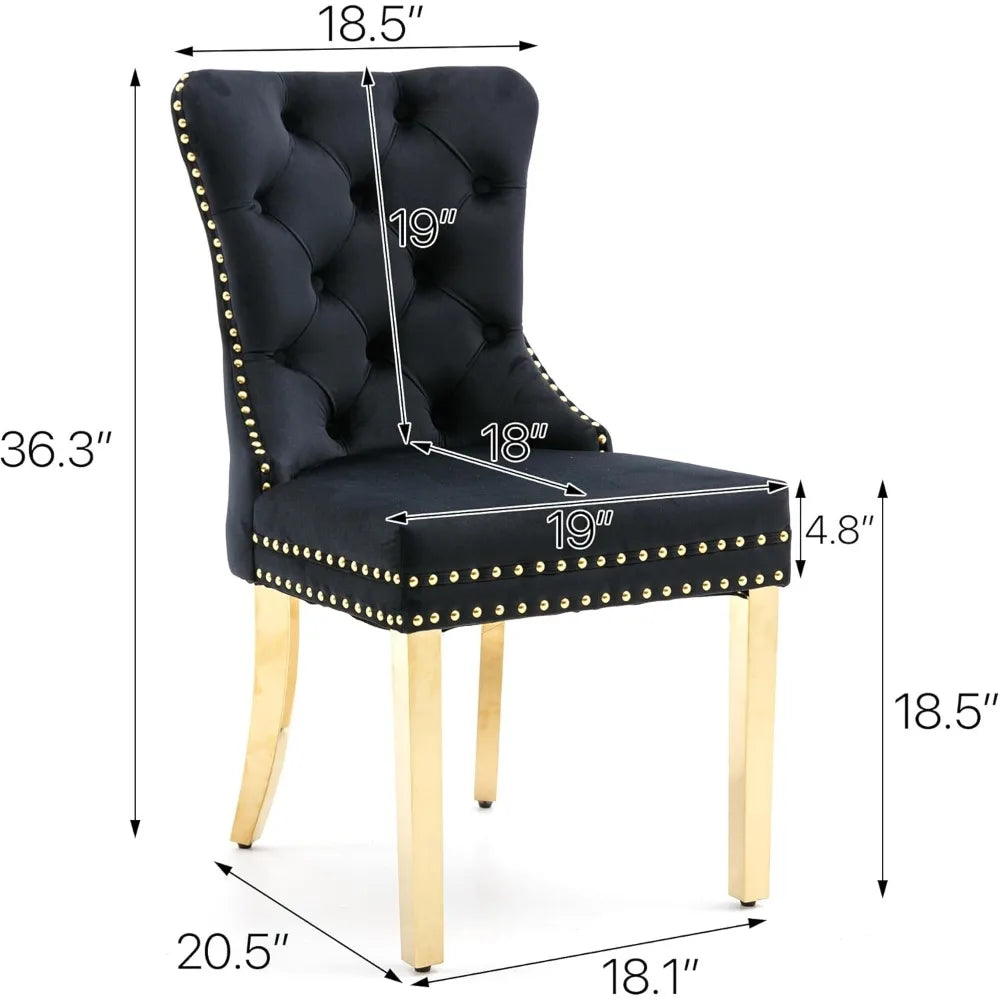 Velvet Dining Chairs Set of 4, Upholstered High-end Tufted Dining Chair with Nail head Back.