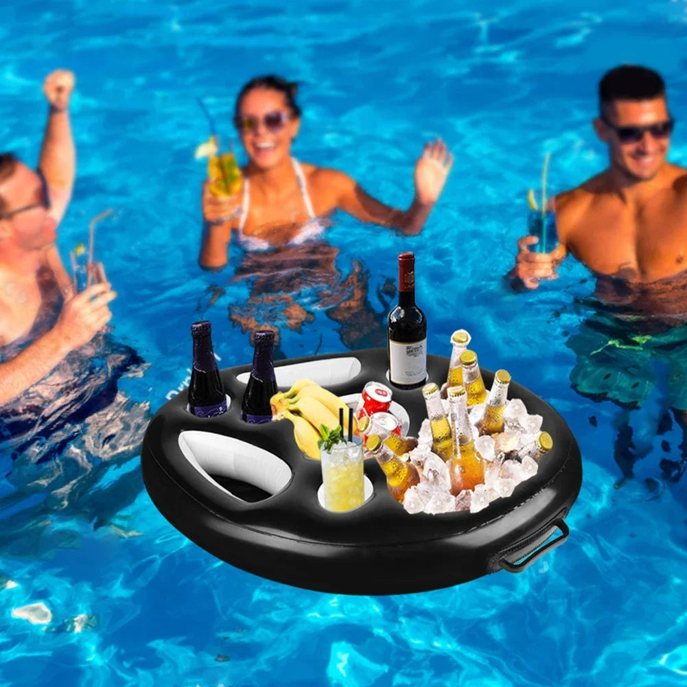 Swimming Pool Float Beer Table Cooler, Bar Tray Inflatable Cup Holder Phone Pad Swimming Pool Food Holder.