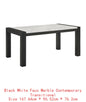 Contemporary 7pc Dining Set with White Faux Marble Rectangular Table and Full Back Upholstered Chairs.