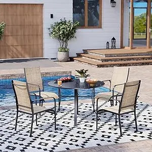 5/7/9-Piece All-Weather Rattan Patio Dining Set with 60" Wood Tabletop & Umbrella Hole.