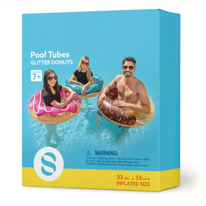 JOYFY 32.5" Donut Pool Float with Glitters 3 Pack Funny Tube Toys for Swimming Pool.