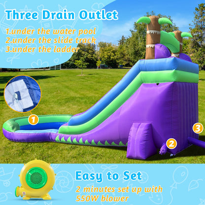 20FT Ultra Climber Kids Inflatable Water Slide Park Heavy Duty for Outdoor Fun with Two Slides & Splash Pool